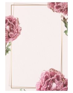 Dried-pink-peony-flower-on-a-gold-frame
