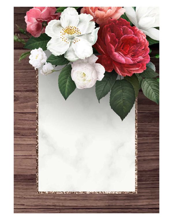 Floral-frame-on-a-wooden