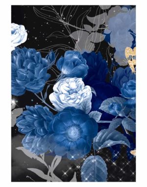 Flower-Blue-background,-aesthetic-poster